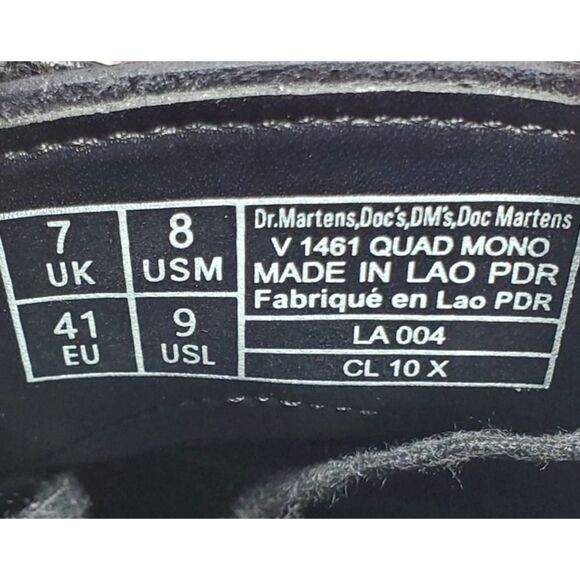 Dr Martens Quad Mono Shoes Womens 9 Vegan 1461 Platform Punk Goth Chunky Lug - Picture 13 of 14